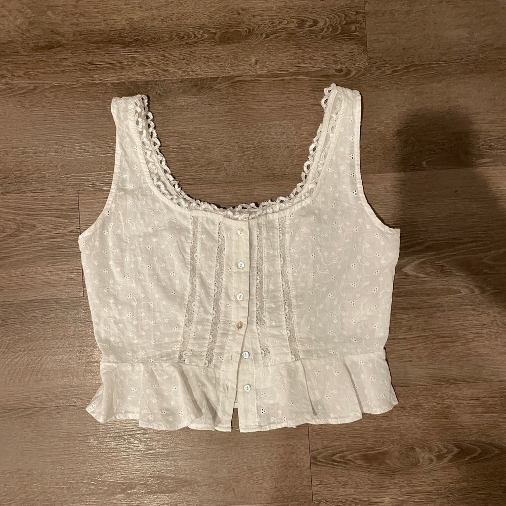 Princess Polly The Zita Top White Eyelet Lace Tank